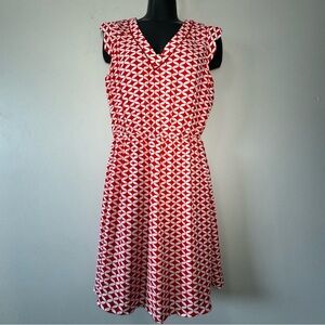 41 Hawthorn Geometric Red and White Midi Dress